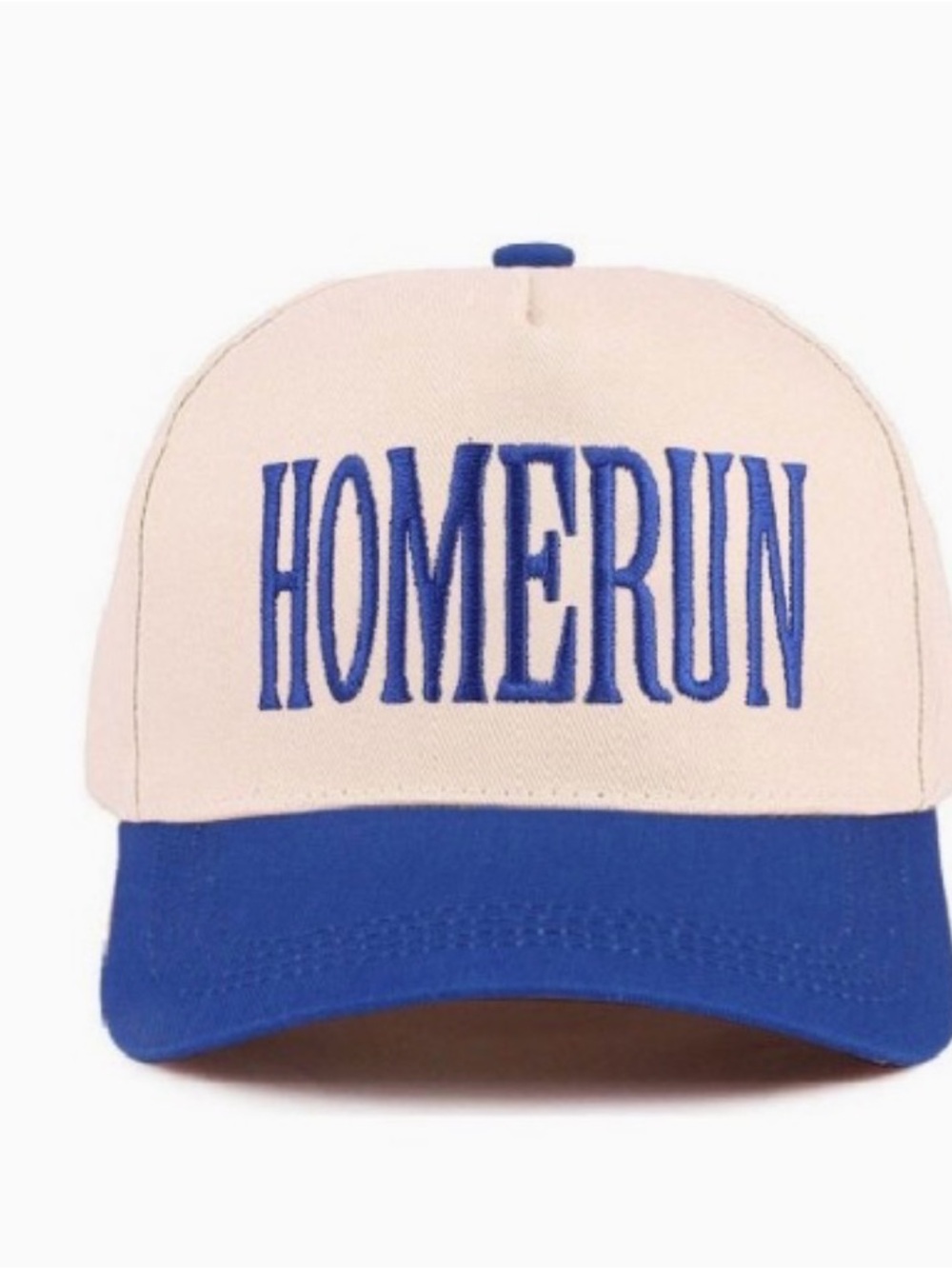HOMERUN Two-Tone Blue and Cream Baseball Cap